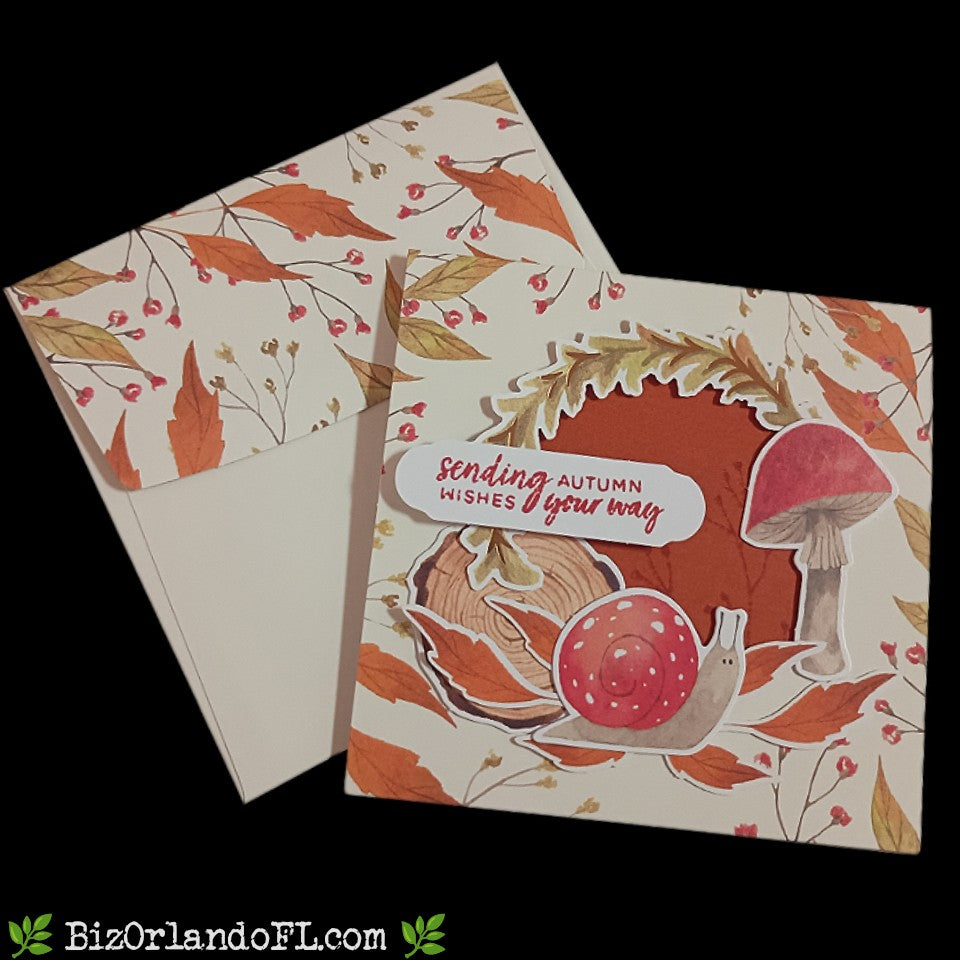 ALL OCCASION: Sending Autumn Wishes Your Way Handmade Mini Greeting Card by Kathryn McHenry