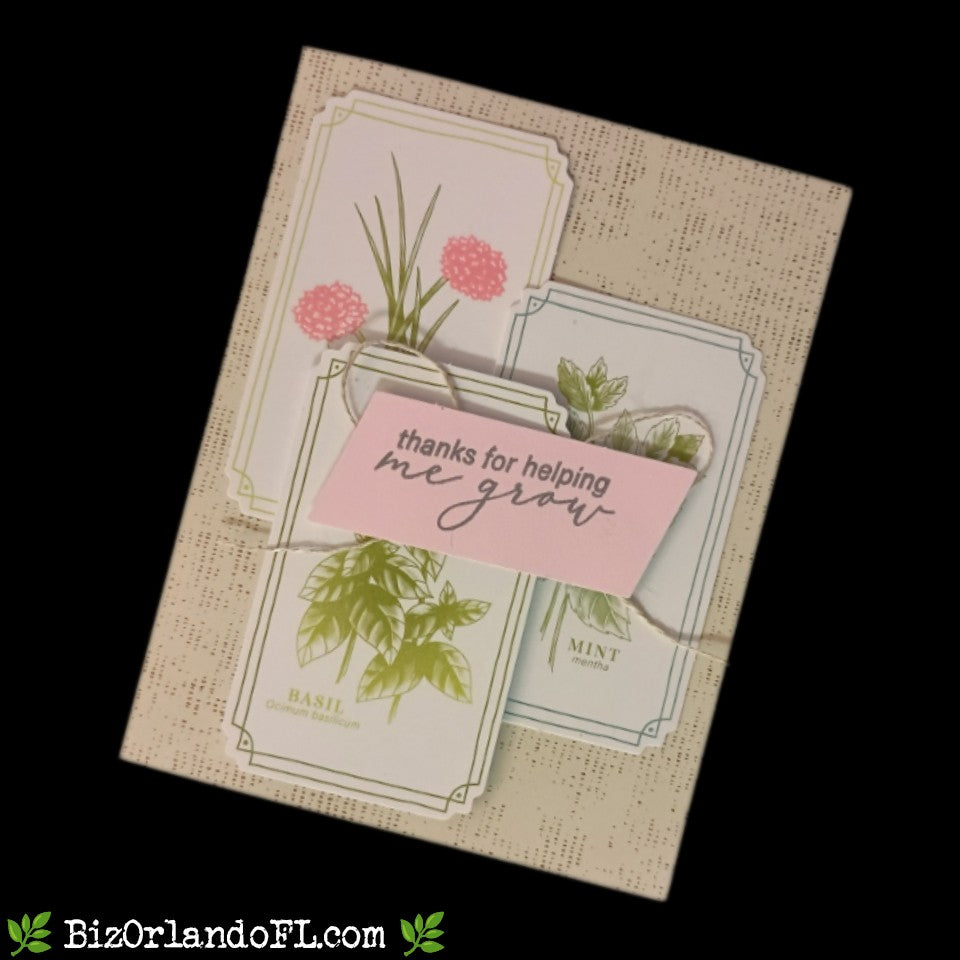 THANK YOU: Thanks For Helping Me Grow Handcrafted Greeting Card by Kathryn McHenry