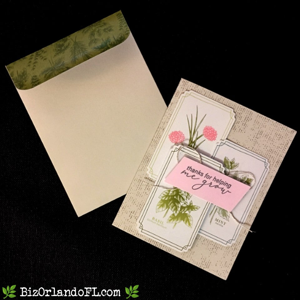 THANK YOU: Thanks For Helping Me Grow Handcrafted Greeting Card by Kathryn McHenry