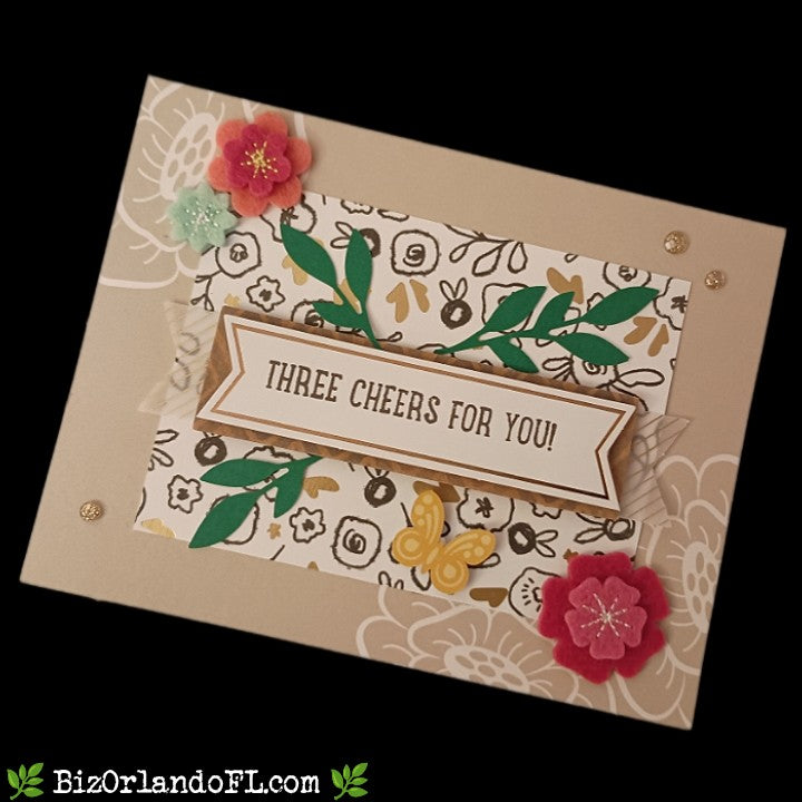 CONGRATS: Three Cheers For You Handcrafted Greeting Card by Kathryn McHenry