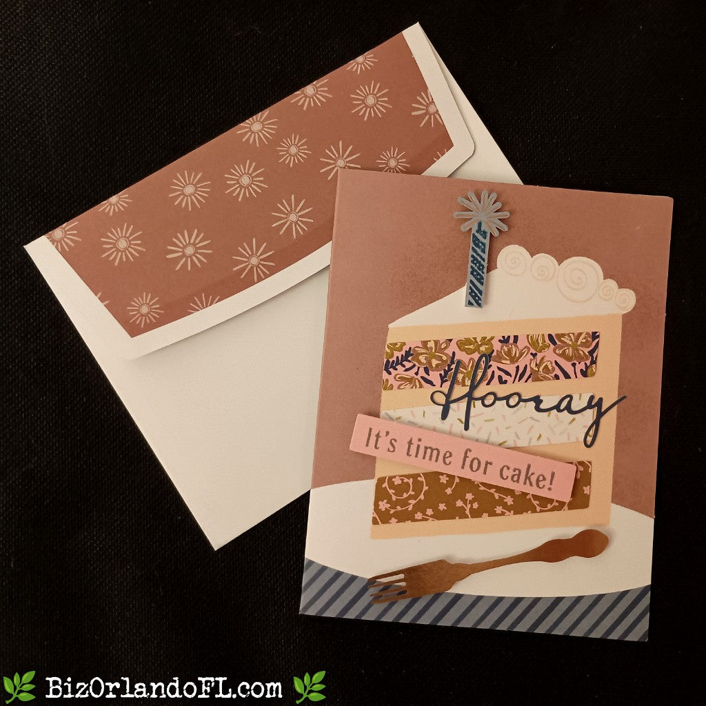 BIRTHDAY: Hooray -- It's Time To Eat Cake Handcrafted Greeting Card by Kathryn McHenry