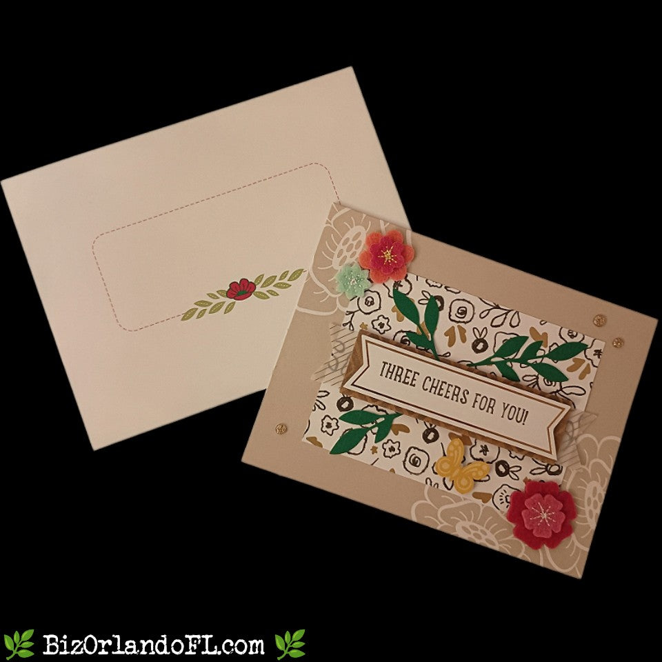 CONGRATS: Three Cheers For You Handcrafted Greeting Card by Kathryn McHenry