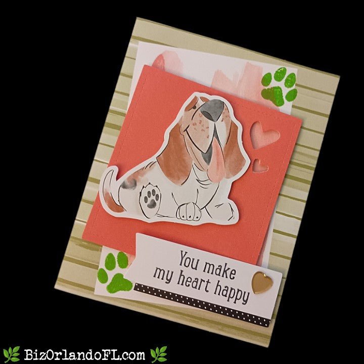 LOVE: You Make My Heart Happy (Dog) Handmade Greeting Card by Kathryn McHenry