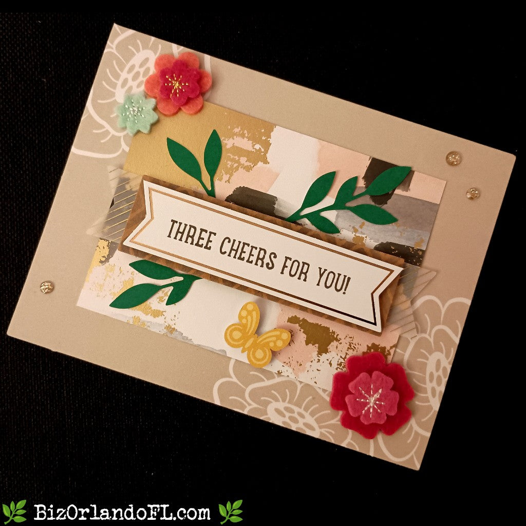 CONGRATS: Three Cheers For You Handcrafted Greeting Card by Kathryn McHenry